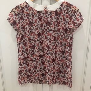 Zara Trafaluc Peter Pan collar floral shirt XS